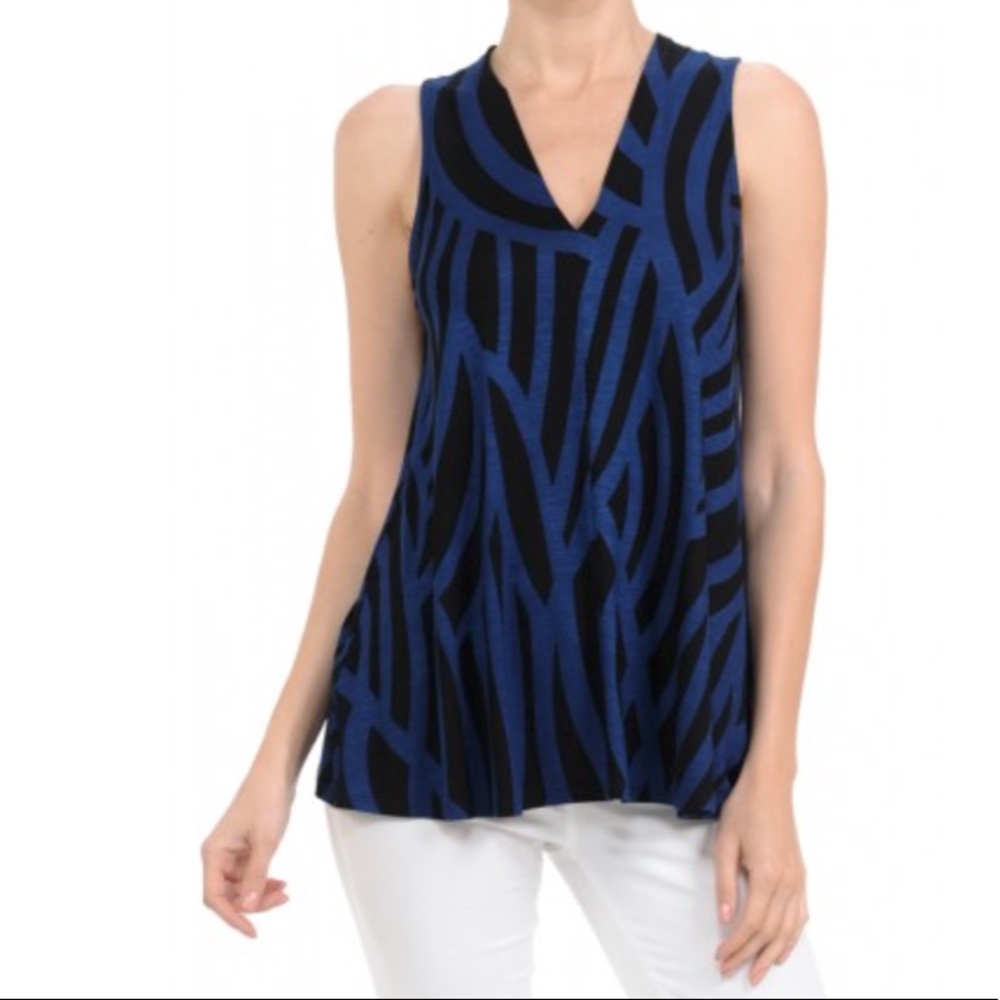 Hourglass Lilly V Neck Tunic Top Navy/BLack